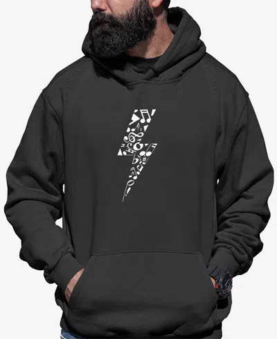 La Pop Art Men's Lightning Bolt Word Art Long Sleeve Hooded Sweatshirt In Dark Gray
