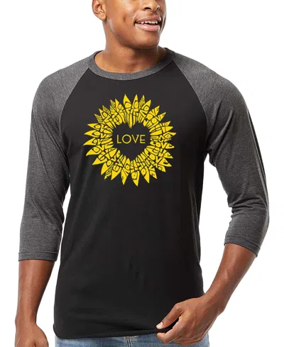 La Pop Art Men's Love Sunflower Word Art Raglan-sleeve T-shirt In Multi