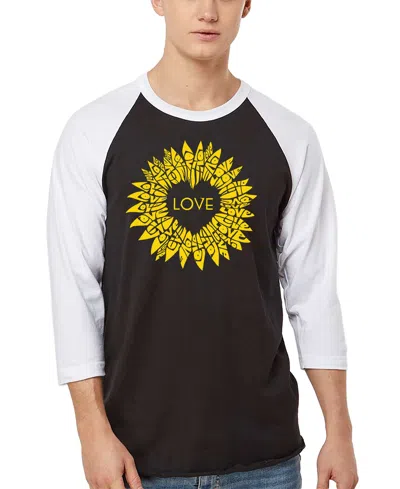 La Pop Art Men's Love Sunflower Word Art Raglan-sleeve T-shirt In Multi