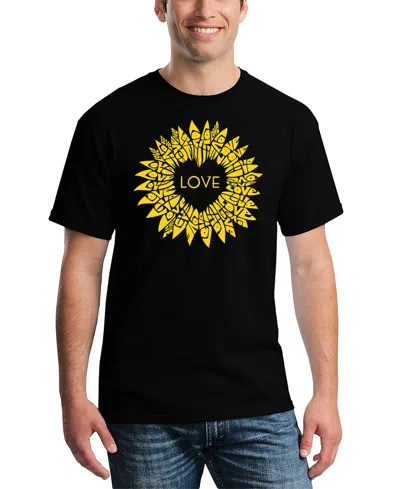 La Pop Art Men's Love Sunflower Word Art T-shirt In Black