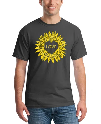 La Pop Art Men's Love Sunflower Word Art T-shirt In Gray