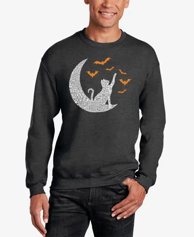 La Pop Art Men's Lunar Bats Word Art Crewneck Sweatshirt In Gray