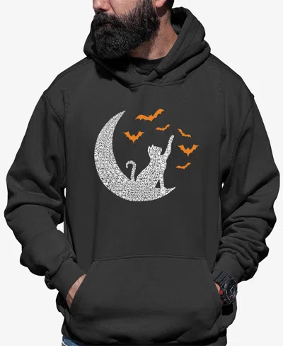 La Pop Art Men's Lunar Bats Word Art Hooded Sweatshirt In Black