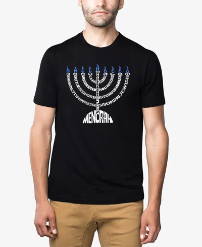 La Pop Art Men's Menorah Premium Blend Word Art T-shirt In Black