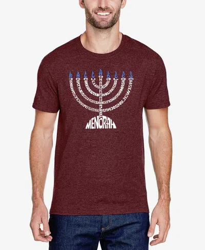 La Pop Art Men's Menorah Premium Blend Word Art T-shirt In Burgundy