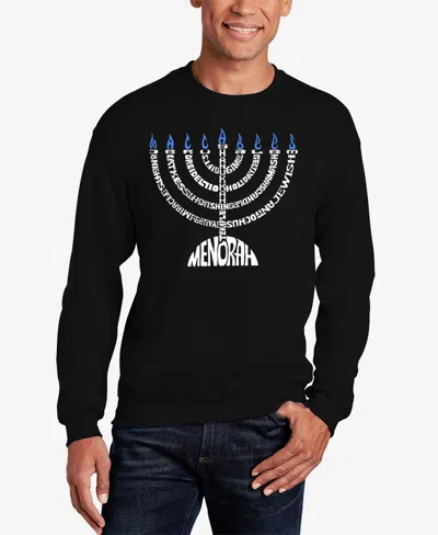 La Pop Art Men's Menorah Word Art Crewneck Sweatshirt In Black