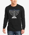 La Pop Art Men's Menorah Word Art Long Sleeve T-shirt In Black