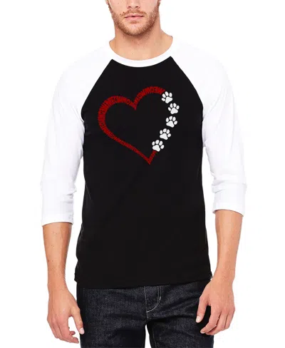 La Pop Art Men's Meow Heart Raglan Baseball Word Art T-shirt