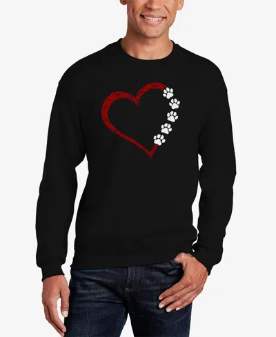 La Pop Art Men's Meow Heart Word Art Crewneck Sweatshirt In Black