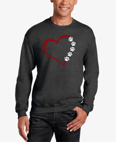 La Pop Art Men's Meow Heart Word Art Crewneck Sweatshirt
