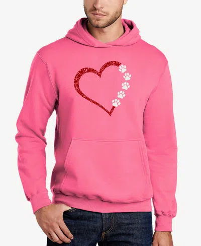 La Pop Art Men's Meow Heart Word Art Hooded Sweatshirt