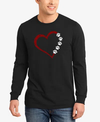 La Pop Art Men's Meow Heart Word Art Long Sleeve T-shirt