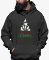 La Pop Art Men's Meowy Christmas Tree Word Art Hooded Sweatshirt In Dark Grey