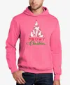 La Pop Art Men's Meowy Christmas Tree Word Art Hooded Sweatshirt In Pink