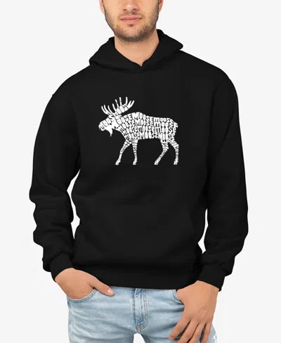 La Pop Art Men's Moose Word Art Long Sleeve Hooded Sweatshirt In Black