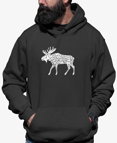La Pop Art Men's Moose Word Art Long Sleeve Hooded Sweatshirt In Dark Gray
