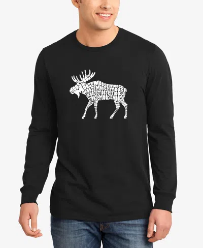 La Pop Art Men's Moose Word Art Long Sleeve T-shirt In Black
