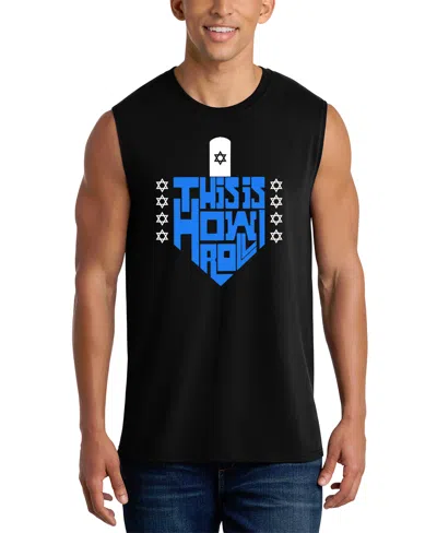 La Pop Art Men's Music Is My Joy Typography Graphic Tank Top In Black