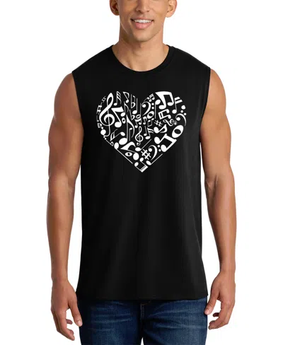 La Pop Art Men's Musical Notes Heart Graphic Tank Top In Black