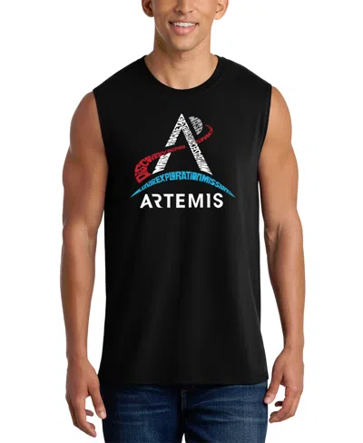 La Pop Art Men's Nasa Artemis Mission Logo Graphic Tank Top In Black