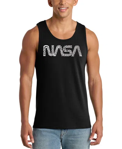 La Pop Art Men's Nasa Logo Typography Graphic Tank Top In Black