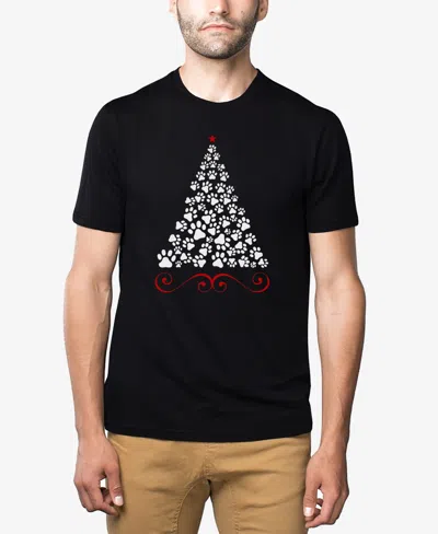 La Pop Art Men's Paw Christmas Tree Premium Blend Word Art T-shirt In Black