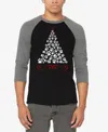 La Pop Art Men's Paw Christmas Tree Raglan Baseball Word Art T-shirt In Grey,black