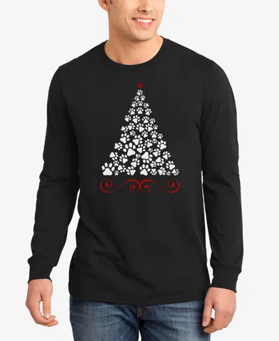 La Pop Art Men's Paw Christmas Tree Word Art Long Sleeve T-shirt In Black