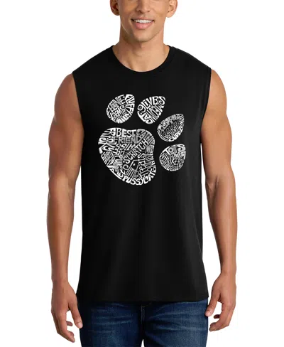La Pop Art Men's Paw Print Typography Graphic Tank Top In Black