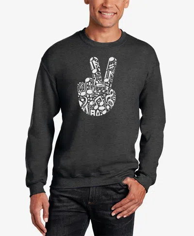 La Pop Art Men's Peace Finger Notes Word Art Crewneck Sweatshirt