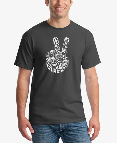 La Pop Art Men's Peace Finger Notes Word Art T-shirt