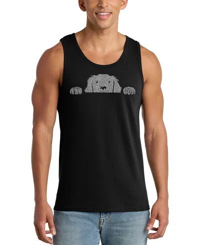 La Pop Art Men's Peeking Dog Word Art Tank Top In Black