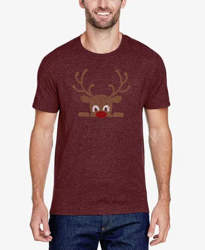 La Pop Art Men's Peeking Reindeer Premium Blend Word Art T-shirt
