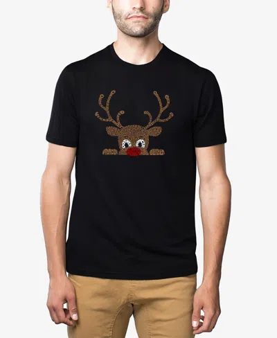 La Pop Art Men's Peeking Reindeer Premium Blend Word Art T-shirt