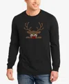 La Pop Art Men's Peeking Reindeer Word Art Long Sleeve T-shirt