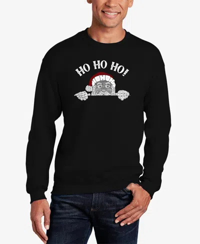 La Pop Art Men's Peeking Santa Word Art Crewneck Sweatshirt