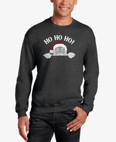 La Pop Art Men's Peeking Santa Word Art Crewneck Sweatshirt