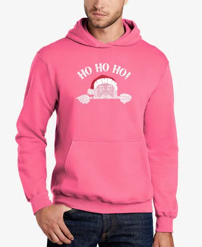 La Pop Art Men's Peeking Santa Word Art Hooded Sweatshirt