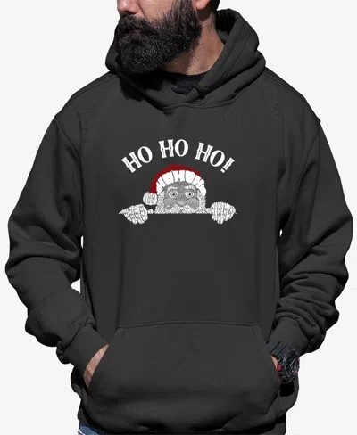 La Pop Art Men's Peeking Santa Word Art Hooded Sweatshirt