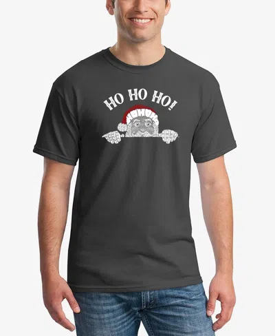 La Pop Art Men's Peeking Santa Word Art T-shirt