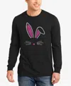 La Pop Art Men's Rabbit Ears Word Art Long Sleeve T-shirt In Black