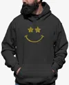 La Pop Art Men's Be Happy Smiley Face Word Art Hooded Sweatshirt In Dark Gray