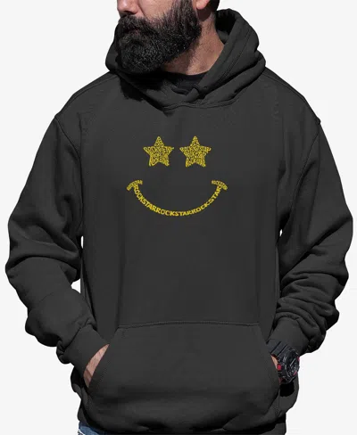 LA POP ART MEN'S ROCK STAR SMILEY WORD ART LONG SLEEVE HOODED SWEATSHIRT