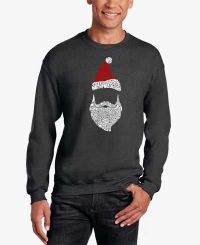 La Pop Art Men's Santa Claus Word Art Crewneck Sweatshirt In Dark Gray