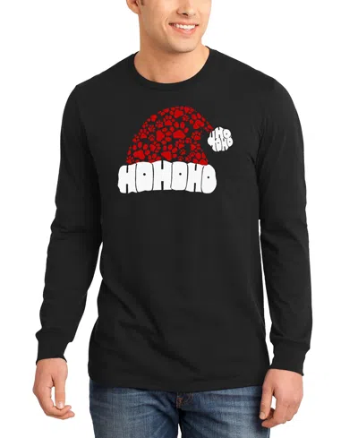 La Pop Art Men's Santa Hat Paw Print Word Art Long-sleeve T-shirt In Black