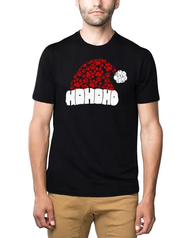 La Pop Art Men's Santa Hat Paw Print Word Art T-shirt In Black