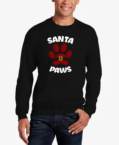 La Pop Art Men's Santa Paws Word Art Crewneck Sweatshirt In Black