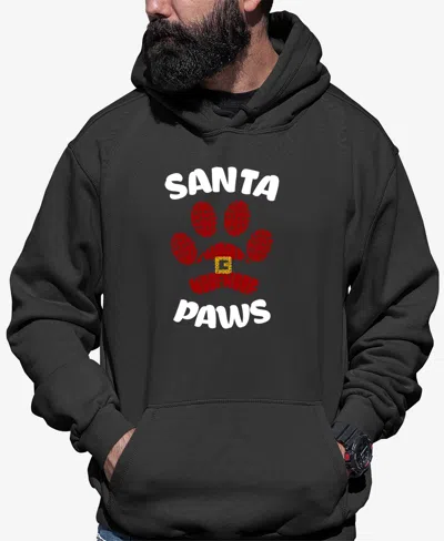 La Pop Art Men's Santa Paws Word Art Hooded Sweatshirt In Gray