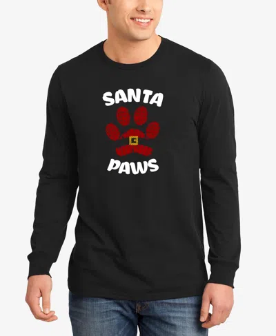 La Pop Art Men's Santa Paws Word Art Long Sleeve T-shirt
