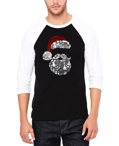 La Pop Art Men's Santa Pics Raglan Baseball Word Art T-shirt In Multi